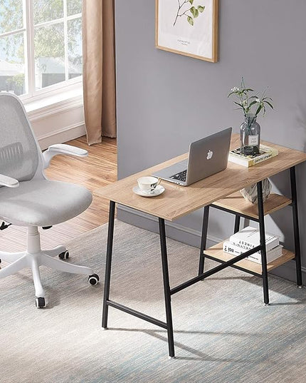 VECELO 43 Inch Computer Modern Student Writing home-office, Ladder Desk, Oak+black Leg - LeafyLoom