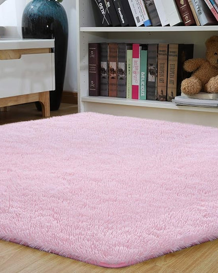 junovo Ultra Soft Rug for Nursery Children Room Baby Room Home Decor Dormitory Hexagon Carpet for Playhouse Princess Tent Kids Play Castle, Diameter 4.6 ft, Pink - LeafyLoom
