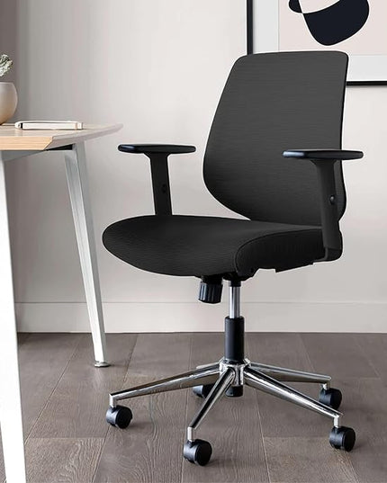 Branch Daily Chair - Computer Office Chair with Swivel, Lumbar Rest, and Adjustable Armrests - Sustainable, Stylish Mesh, & Adjustable Armrests - Comfortable Seating for Improved Posture - Black - LeafyLoom