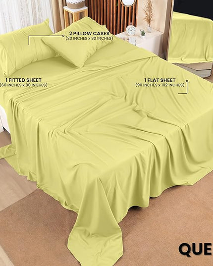 Utopia Bedding Queen Bed Sheets Set - 4 Piece Bedding - Brushed Microfiber - Shrinkage and Fade Resistant - Easy Care (Queen, Yellow) - LeafyLoom