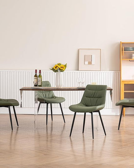 Kidol & Shellder Modern Dining Chairs Set of 2 Kitchen & Dining Room Chairs Upholstered Accent Chair Living Room Chairs Kitchen Chairs Comfy Chair for Bedrooms Waiting Room Home(Olive Green) - LeafyLoom