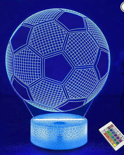 FULLOSUN Soccer Gift, Soccer Night Light (with Remote Control), 3D Illusion Lamp 16 Colors Change, Boys Kids Gift Idea for Sport Fan Boys Girls - LeafyLoom
