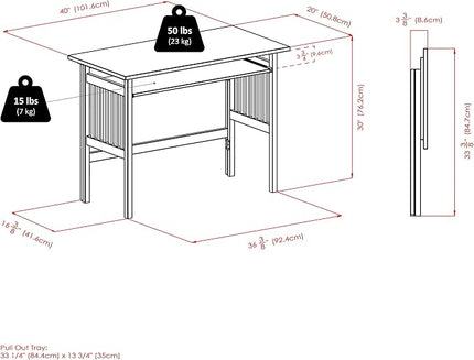 Folding Computer Desk, Beechwood - LeafyLoom