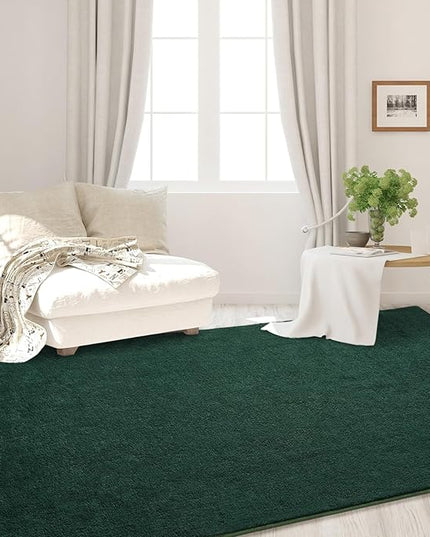 Area Rugs for Bedroom Living Room, 7x10 Dark Green Super Soft Comfy Thickened Memory-Foam Indoor Carpets, Modern Aesthetic Minimalist Carpet for Boys Girls Adults Apartment Nursery Home Décor - LeafyLoom