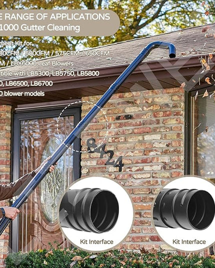Gutter Cleaning Attachment Replaces AGC1000 Cleaning Kit & Mounting Bracket Kit for EGO 530CFM 580CFM 575CFM 650CFM 615CFM LBX6000, W/Battery Holders - Easily Clear Leaves And Debris From Gutters - LeafyLoom