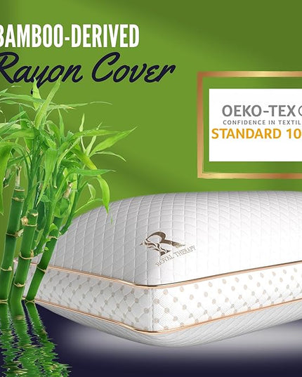Royal Therapy 2-Pack Queen Memory Foam Pillow, Adjustable Shredded Odor-Free Pillow for Neck & Shoulder Pain Relief, Support for Back, Stomach, Side Sleepers, AirFlowPRO - LeafyLoom