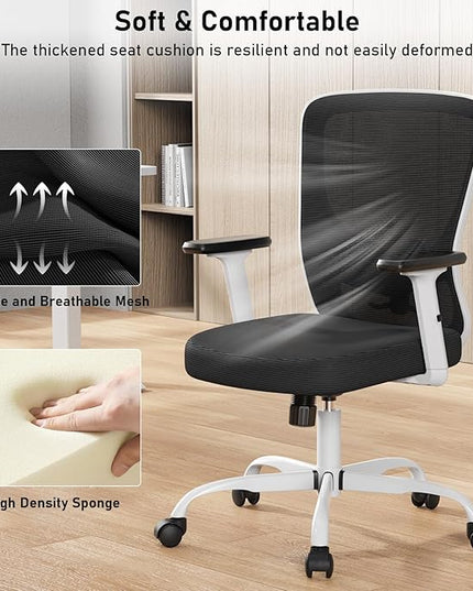 Office Chair, Ergonomic Desk Chair with Adjustable High Back, Breathable Mesh Computer Chair with Adjustable Armrests, Rolling Swivel Comfy Task Chairs, Executive Chair for Home Office - LeafyLoom