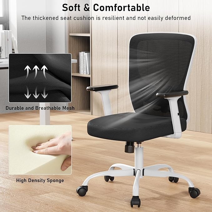 Office Chair, Ergonomic Desk Chair with Adjustable High Back, Breathable Mesh Computer Chair with Adjustable Armrests, Rolling Swivel Comfy Task Chairs, Executive Chair for Home Office - LeafyLoom