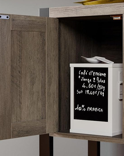 IRONCK Sideboard Buffet Cabinet with LED Light & Charging Station, Coffee Station Table, Bar Storage for Kitchen, Dining Room, Living Room, Grey - LeafyLoom