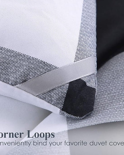 Andency Black Plaid Comforter Set Queen Size (90x90 Inch), 3 Pieces (1 Gingham Comforter and 2 Pillowcases), Summer Lightweight Microfiber Buffalo Check Down Alternative Comforter Set - LeafyLoom