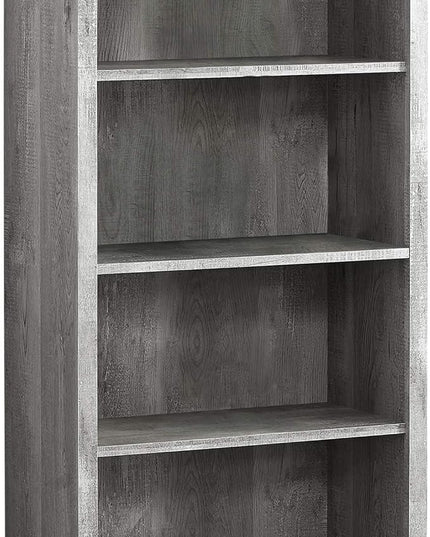 Monarch Specialties Bookcase - Sturdy Etagere with 3 Adjustable Book Shelves - 48”H (Grey) - LeafyLoom