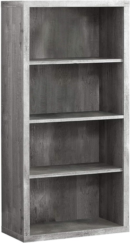 Monarch Specialties Bookcase - Sturdy Etagere with 3 Adjustable Book Shelves - 48”H (Grey) - LeafyLoom