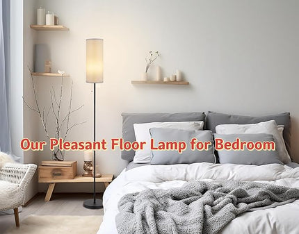 Floor Lamp for Living Room, Modern Standing Lamps with Lampshade, Minimalist Tall Lamp with Chain Switch for Living Room, Bedroom, Kids Room, Office,Standing Lamp LED Bulb Included (Gray Shade) - LeafyLoom
