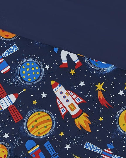 Mi Zone Kids Jason Cozy Comforter Outer Space Rocket Ships, Astronauts Print, All Season Cover, Hypoallergenic Bedding Set, Matching Sham, Decorative Pillow, Twin(66" Wx86 L), Multi 3 Piece - LeafyLoom