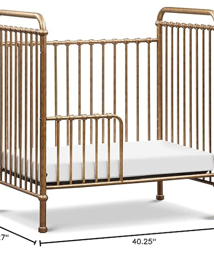 NAMESAKE Abigail 3-in-1 Convertible Mini Metal Crib in Vintage Gold, Greenguard Gold Certified - LeafyLoom