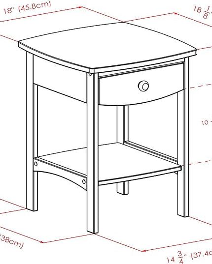 Winsome Basics Solid Wood End Table Nightstand - LeafyLoom