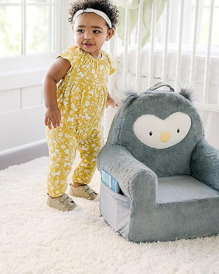 Soft Landing Grey Sweet Seats | Premium Character Chair with Carrying Handle & Side Pockets Owl - LeafyLoom