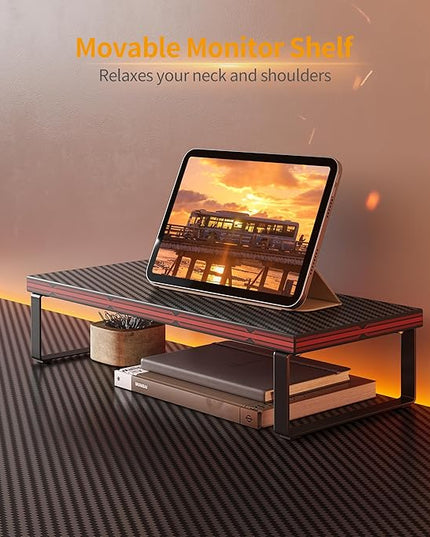 BANTI L Shaped Gaming Computer Office Desk, 47" Corner Desk with Monitor Stand for Home Office Study Writing Workstation, Black - LeafyLoom