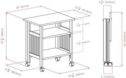 Winsome Mission 2-Shelf Wood Mobile Printer Stand, Brown (81628) - LeafyLoom