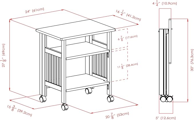 Winsome Mission 2-Shelf Wood Mobile Printer Stand, Brown (81628) - LeafyLoom