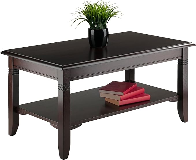Winsome Nolan 18.03-inch x 37-inch x 21.02-inch Composite Wood Coffee Table, Cappuccino (40237) - LeafyLoom