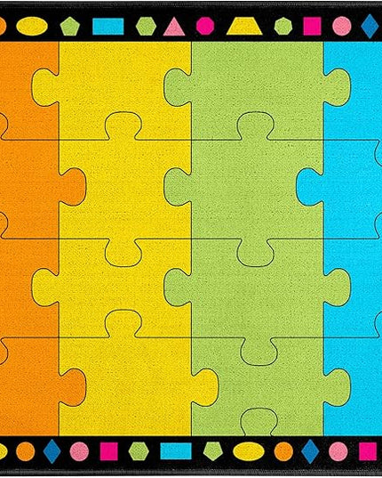 Booooom Jackson Classroom Rug Elementary Classroom Carpet 6'5"x8'5"Preschool Rugs Colorful Puzzle Seating Rug with Non-Slip Backing School Classroom Kid Rug (PzPK-2620)(PzOG-2620) - LeafyLoom
