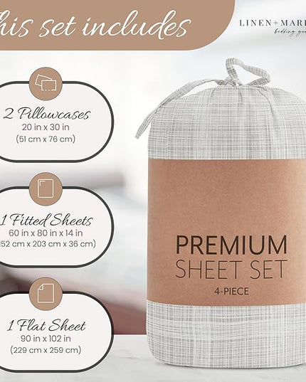 Linen Market 4 Piece Full Bedding Sheet Set (Gray Thatch) - Sleep Better Than Ever with These Ultra-Soft & Cooling Bed Sheets for Your Full Size Bed - Deep Pocket Fits 16" Mattress - LeafyLoom