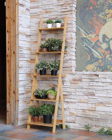 HYNAWIN Corner Ladder Shelf Storage Shelving, 5 Tier Books/CDs/Albums/Files Holder in Living Room Home Office,Simple Assembly - LeafyLoom