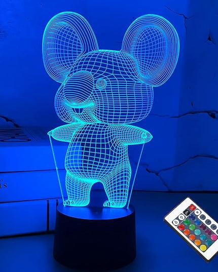 FULLOSUN 3D Koala Night Light Animal Illusion LED Lamp for Kids' Room Decoration with Remote Control 16 Color Changing Unique Xmas Halloween Birthday Gift for Child Baby Boy and Girl - LeafyLoom