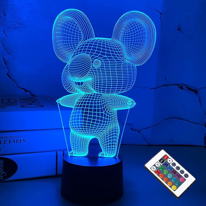 FULLOSUN 3D Koala Night Light Animal Illusion LED Lamp for Kids' Room Decoration with Remote Control 16 Color Changing Unique Xmas Halloween Birthday Gift for Child Baby Boy and Girl - LeafyLoom