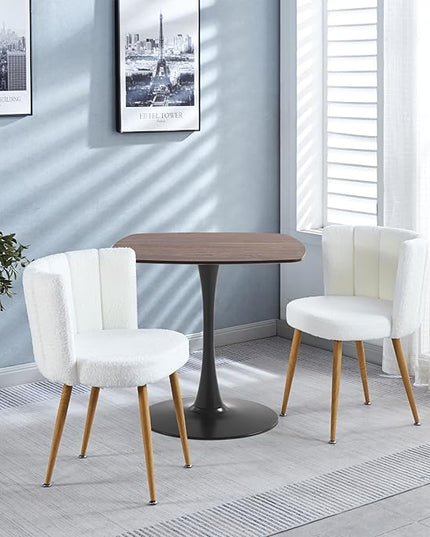 31.5 inch Wood Square Pedestal Dining Table, Mid Century Modern Tulip Table for Kitchen Living Room Small Spaces - LeafyLoom