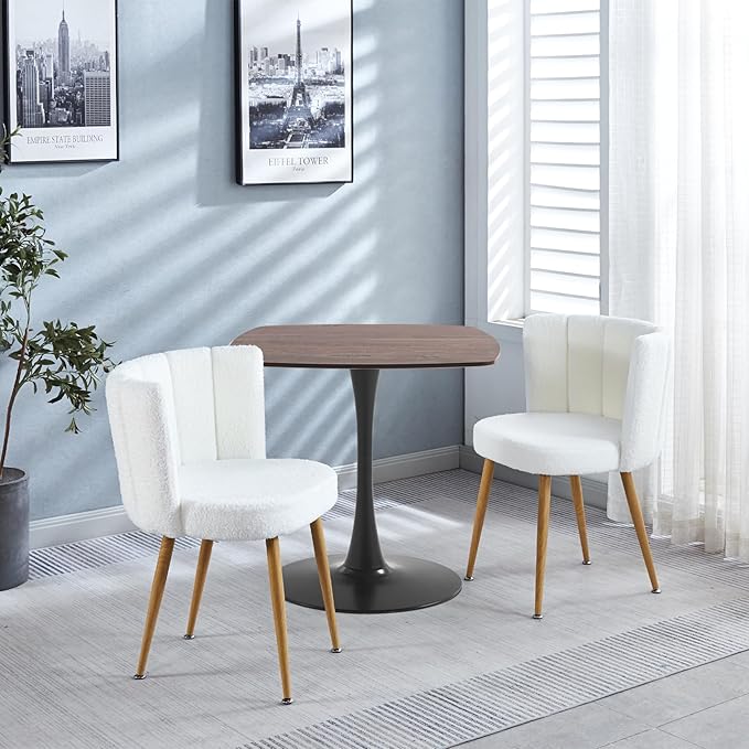 31.5 inch Wood Square Pedestal Dining Table, Mid Century Modern Tulip Table for Kitchen Living Room Small Spaces - LeafyLoom