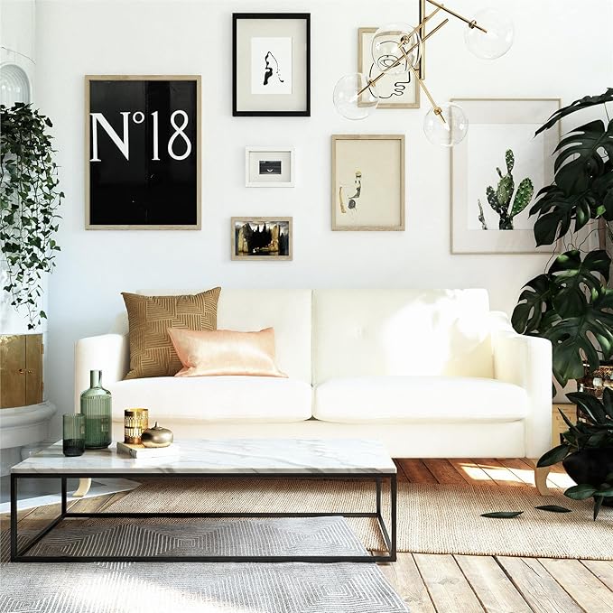 Mr. Kate Tess Sofa with Soft Pocket Coil Cushions, Small Space Living Room Furniture, White Linen - LeafyLoom
