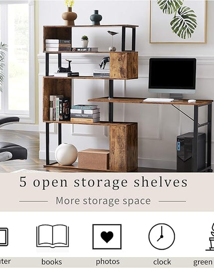 NicBex Kimberly-DW-00055-LWJ Home Office Desks, 47.2"x39.9"x60.2, Brown - LeafyLoom