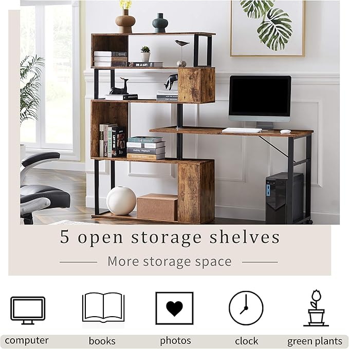 NicBex Kimberly-DW-00055-LWJ Home Office Desks, 47.2"x39.9"x60.2, Brown - LeafyLoom