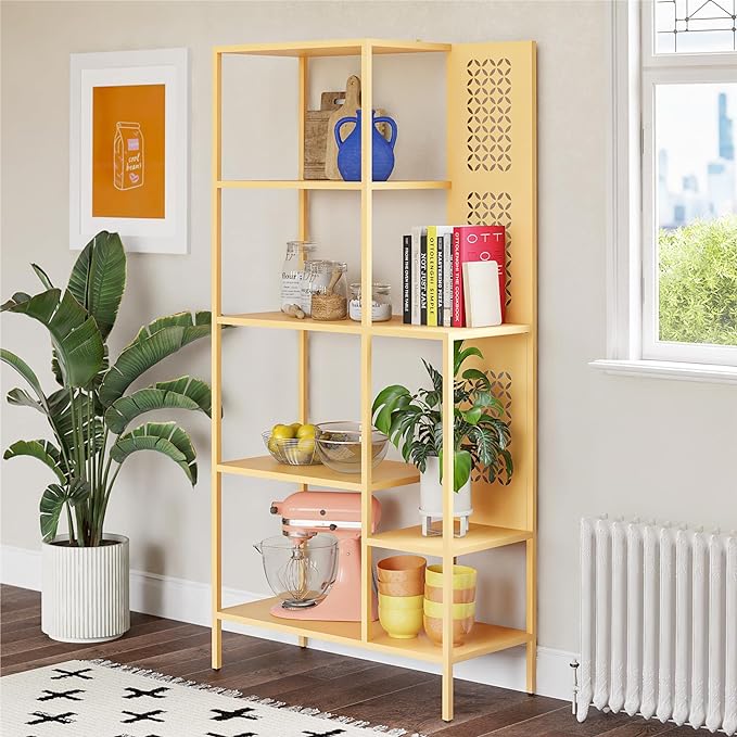 Mr. Kate Annie Metal Bookcase, Sunny Yellow - LeafyLoom