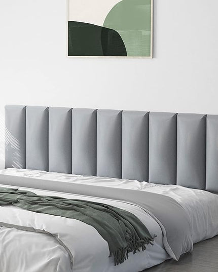 Tbfit Upholstered Wall Mounted Headboard for King Size Bed, Soundproof Peel and Stick Headboards, Tufted Floating Dorm Bed Headboard, Pack of 6 Panels Sized 10” x 24”, Leather Grey - LeafyLoom