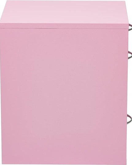 OSP Home Furnishings HPB Heavy Duty 3-Drawer Metal File Cabinet for Standard Files and Office Supplies, Pink Finish - LeafyLoom