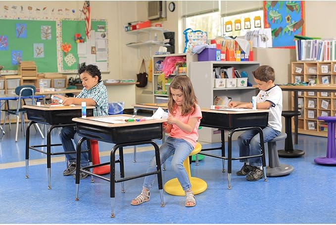 Kore Kids Preschool Wobble Chair - Flexible Seating Stool for Classroom, Preschool, Kindergarten & Elementary School - Age 4-5 yrs, Grey (12in) - LeafyLoom