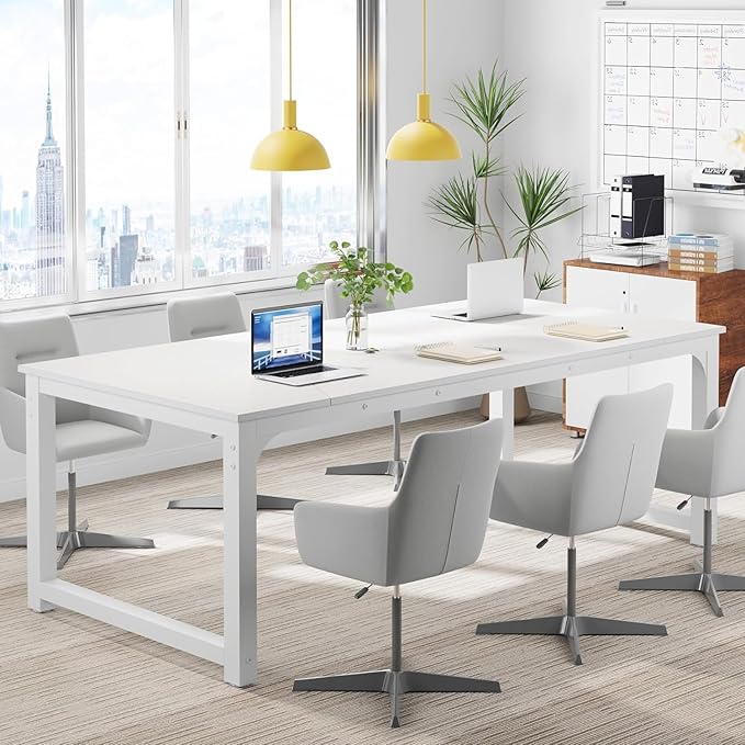 Tribesigns Modern Computer Desk, 78.7 x 39.4 inch X Large Executive Office Desk Computer Table Study Writing Desk Workstation for Home Office,White - LeafyLoom