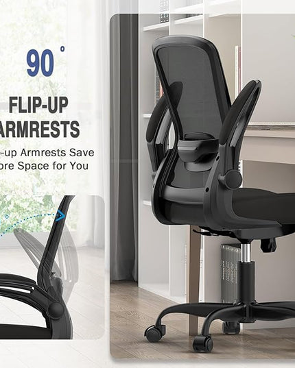 Office Chair, Ergonomic Desk Chair with Adjustable Lumbar Support, High Back Mesh Computer Chair with Flip-up Armrests-BIFMA Passed Task Chairs, Executive Chair for Home Office - LeafyLoom