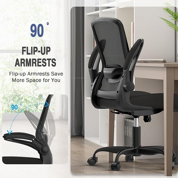 Office Chair, Ergonomic Desk Chair with Adjustable Lumbar Support, High Back Mesh Computer Chair with Flip-up Armrests-BIFMA Passed Task Chairs, Executive Chair for Home Office - LeafyLoom