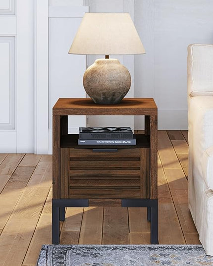 Bme, Millie Rustic TV Stand, Rustic Chestnut & Millie Rustic Side Table, Rustic Chestnut - LeafyLoom