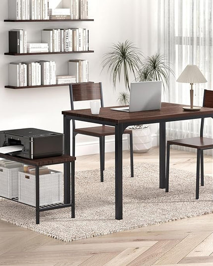 SogesHome 4 Piece Kitchen Dining Table Set for 4, Kitchen Table Bench Chairs Setfor 4, Space-Saving Table Set for Restaurant, Coffee Shop, Dark Walnut - LeafyLoom