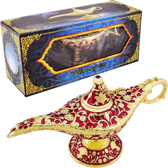 Vintage Legend Aladdin Lamp Magic Genie Wishing Light,Collectable Rare Classic Arabian Costume Props Lamp Tabletop Decor Crafts for Home/Wedding Decoration&Gift for Party/Halloween/Birthday - LeafyLoom