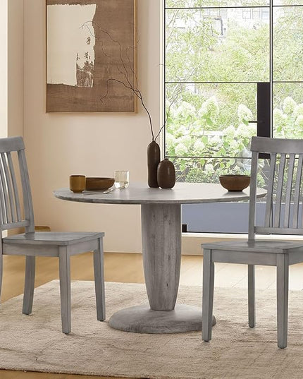 COLAMY Wooden Dining Chairs Set of 6, Spindle High Back Windsor Kitchen Side Chair, Farmhouse Dining Chairs for Kitchen and Dining Room, Light Grey - LeafyLoom