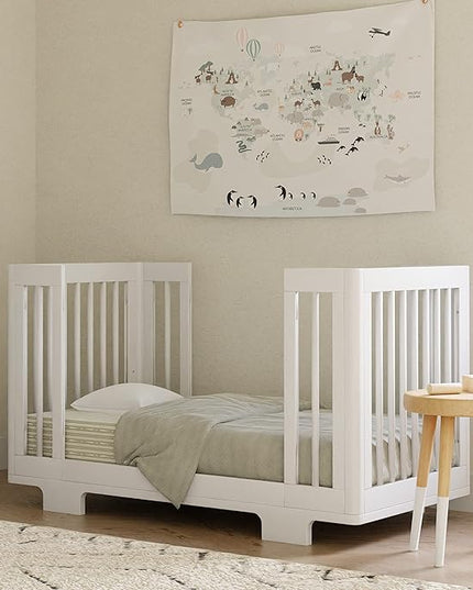 Babyletto Yuzu Convertible All-Stages Bassinet, Midi, Full-Size Crib in White, Greenguard Gold Certified, Portable & Adjustable with Conversion Kits and Pads Included - LeafyLoom