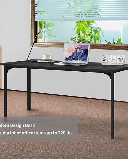 HealSmart Home Office Computer Desk Ideal for Work Study, Writing, or Gaming Size, Thickened 47 Inches, Black - LeafyLoom