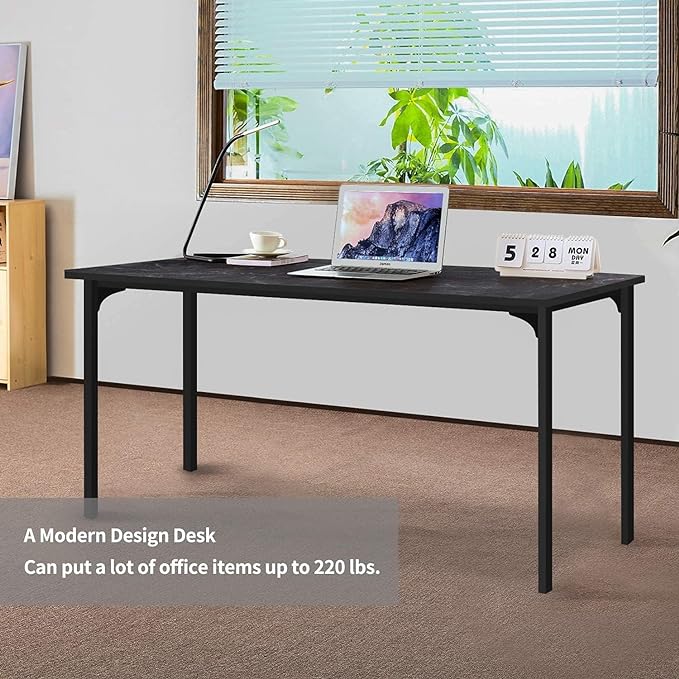 HealSmart Home Office Computer Desk Ideal for Work Study, Writing, or Gaming Size, Thickened 47 Inches, Black - LeafyLoom