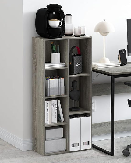 Furinno Luder 7-Cube Reversible Open Shelf, French Oak - LeafyLoom